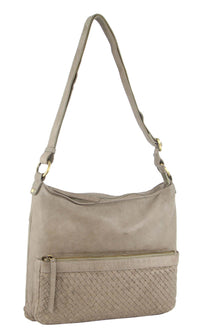 Thumbnail for Pierre Cardin Woven Leather Ladies Cross-Body Bag Handbag - Taupe