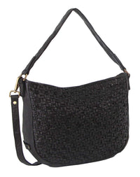 Thumbnail for Pierre Cardin Woven Leather Ladies Cross-Body Bag - Black
