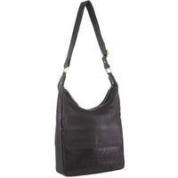Thumbnail for Pierre Cardin Womens Large Leather Multi Zip Perforated Cross-Body Bag - Black