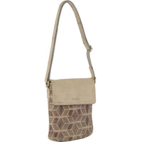 Thumbnail for Pierre Cardin Leather Perforated Cross-Body Bag with Flap Closure - Latte