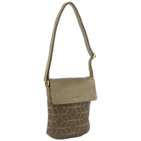 Thumbnail for Pierre Cardin Leather Perforated Cross-Body Bag with Flap Closure - Olive