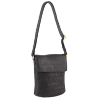 Thumbnail for Pierre Cardin Leather Perforated Cross-Body Bag with Flap Closure - Black