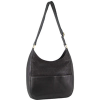Thumbnail for Pierre Cardin Womens Italian Leather Bag Perforated Cross Body Travel - Black