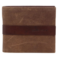 Thumbnail for Pierre Cardin Mens Rustic Leather Bi-Fold Business Card Wallet - Brown
