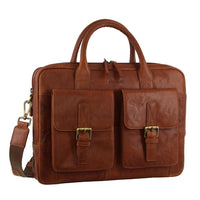 Thumbnail for Pierre Cardin Leather Multi-Compartment Business Laptop Bag - Tan