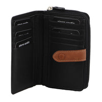 Thumbnail for Pierre Cardin Womens Leather Bi-Fold Wallet Purse Zip Around - Black