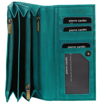 Thumbnail for Pierre Cardin Womens Soft Italian Leather RFID Purse Wallet - Turquoise