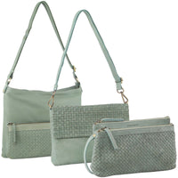 Thumbnail for 3-Piece Set Pierre Cardin Womens Woven Cross-Body Bag - Mint Green