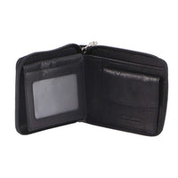 Thumbnail for Pierre Cardin Zip Around Mens Leather Wallet with Chain in Black