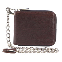 Thumbnail for Pierre Cardin Zip Around Mens Leather Wallet with Chain in Chestnut