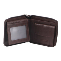 Thumbnail for Pierre Cardin Zip Around Mens Leather Wallet with Chain in Chestnut