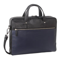 Thumbnail for Pierre Cardin Mens Pebbled Leather Computer Laptop Bag Travel Overnight - Black