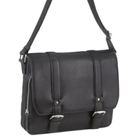 Thumbnail for Pierre Cardin Pebbled Leather Computer Laptop Bag Overnight Satchel - Black