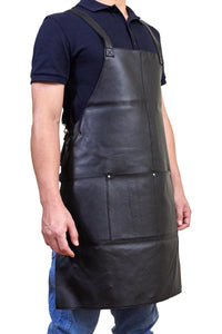 Thumbnail for Pierre Cardin Professional Leather Apron Butcher Woodwork Hairdressing Barber Chef - Black