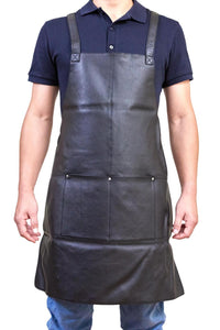 Thumbnail for Pierre Cardin Professional Leather Apron Butcher Woodwork Hairdressing Barber Chef - Black