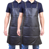 Thumbnail for 2x Pierre Cardin Professional Leather Apron Butcher Woodwork Barber Chef - Black