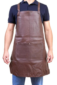 Thumbnail for Pierre Cardin Professional Leather Apron Butcher Woodwork Hairdressing Barber Chef - Brown