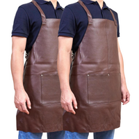 Thumbnail for 2x Pierre Cardin Professional Leather Apron Butcher Woodwork Barber Chef - Brown