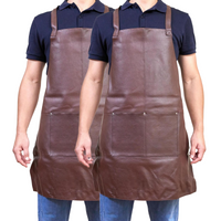 Thumbnail for 2x Pierre Cardin Professional Leather Apron Butcher Woodwork Barber Chef - Brown