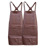 Thumbnail for 2x Pierre Cardin Professional Leather Apron Butcher Woodwork Barber Chef - Brown