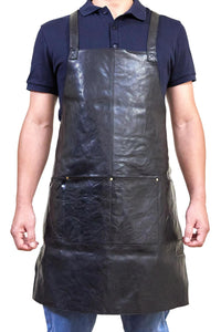 Thumbnail for Pierre Cardin Professional Leather Apron Butcher Woodwork Hairdressing Barber Chef - Black