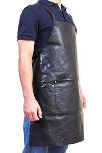 Thumbnail for Pierre Cardin Professional Leather Apron Butcher Woodwork Hairdressing Barber Chef - Black