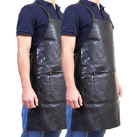 Thumbnail for 2x Pierre Cardin Professional Leather Apron Butcher Woodwork Barber Chef - Black