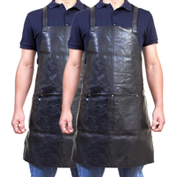 Thumbnail for 2x Pierre Cardin Professional Leather Apron Butcher Woodwork Barber Chef - Black