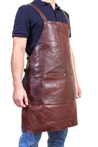 Thumbnail for Pierre Cardin Professional Leather Apron Butcher Woodwork Hairdressing Barber Chef - Chestnut