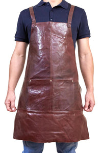 Thumbnail for Pierre Cardin Professional Leather Apron Butcher Woodwork Hairdressing Barber Chef - Chestnut