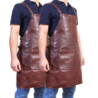 Thumbnail for 2x Pierre Cardin Professional Leather Apron Butcher Woodwork  Barber - Chestnut