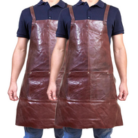 Thumbnail for 2x Pierre Cardin Professional Leather Apron Butcher Woodwork  Barber - Chestnut