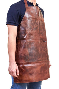 Thumbnail for Pierre Cardin Professional Leather Apron Butcher Woodwork Hairdressing Barber Chef - Cognac