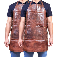 Thumbnail for 2x Pierre Cardin Professional Leather Apron Butcher Woodwork Barber - Cognac