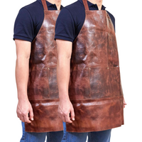 Thumbnail for 2x Pierre Cardin Professional Leather Apron Butcher Woodwork Barber - Cognac