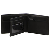 Thumbnail for Pierre Cardin Mens Rustic Leather Wallet Bi-Fold RFID Slim - Black