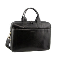 Thumbnail for Pierre Cardin Mens Italian Leather Computer Bag - Black