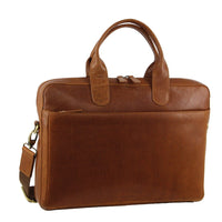 Thumbnail for Pierre Cardin Mens Italian Leather Computer Laptop Bag Travel - Tan