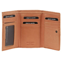 Thumbnail for Pierre Cardin Leather Ladies Woven Design Tri-fold Wallet in Apricot