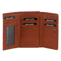 Thumbnail for Pierre Cardin Leather Ladies Woven Design Tri-Fold Wallet in Tan