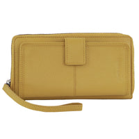 Thumbnail for Pierre Cardin Womens Leather Zip Around Wallet w/ Wristlet in Zinc Yellow