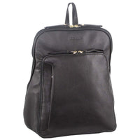 Thumbnail for Pierre Cardin Womens Leather Backpack Bag with Pocket Front Multi-Zip - Black