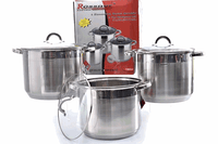 Thumbnail for Rossner Stainless Steel Induction Cookware Set Casserole Stockpot - 3 Pots with Lids