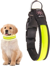 Thumbnail for LED Dog Cat Collar USB Rechargeable Nylon Glow Flashing Light Up Safety Puppy