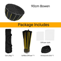 Thumbnail for Hridz BM-H90 90cm Bowens Parabolic Softbox with Honeycomb grid