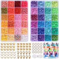 Thumbnail for 48 Colors Flat Round Clay Beads for Jewelry Making Kit, 4800pcs Clay Beads for Bracelet Making Kit, Craft Gift