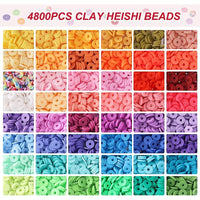Thumbnail for 48 Colors Flat Round Clay Beads for Jewelry Making Kit, 4800pcs Clay Beads for Bracelet Making Kit, Craft Gift