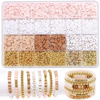 Thumbnail for Golden Beads Pink White Clay Beads Kit For DIY jwellery Making Clay Beads Bracelet Kit Friendship Bracelet Making Kit