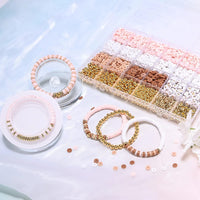 Thumbnail for Golden Beads Pink White Clay Beads Kit For DIY jwellery Making Clay Beads Bracelet Kit Friendship Bracelet Making Kit
