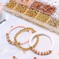 Thumbnail for Golden Beads Pink White Clay Beads Kit For DIY jwellery Making Clay Beads Bracelet Kit Friendship Bracelet Making Kit